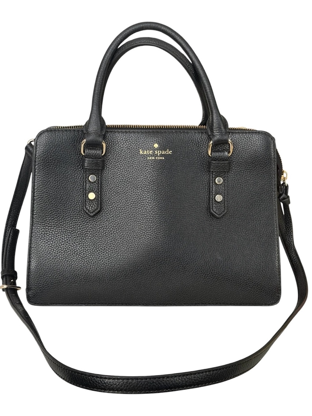 Kate Spade New York Black Pebbled Leather Satchel Crossbody Bag